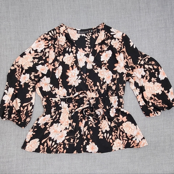 New York & Company Tops - New York & Company Floral Print V Neck Blouse